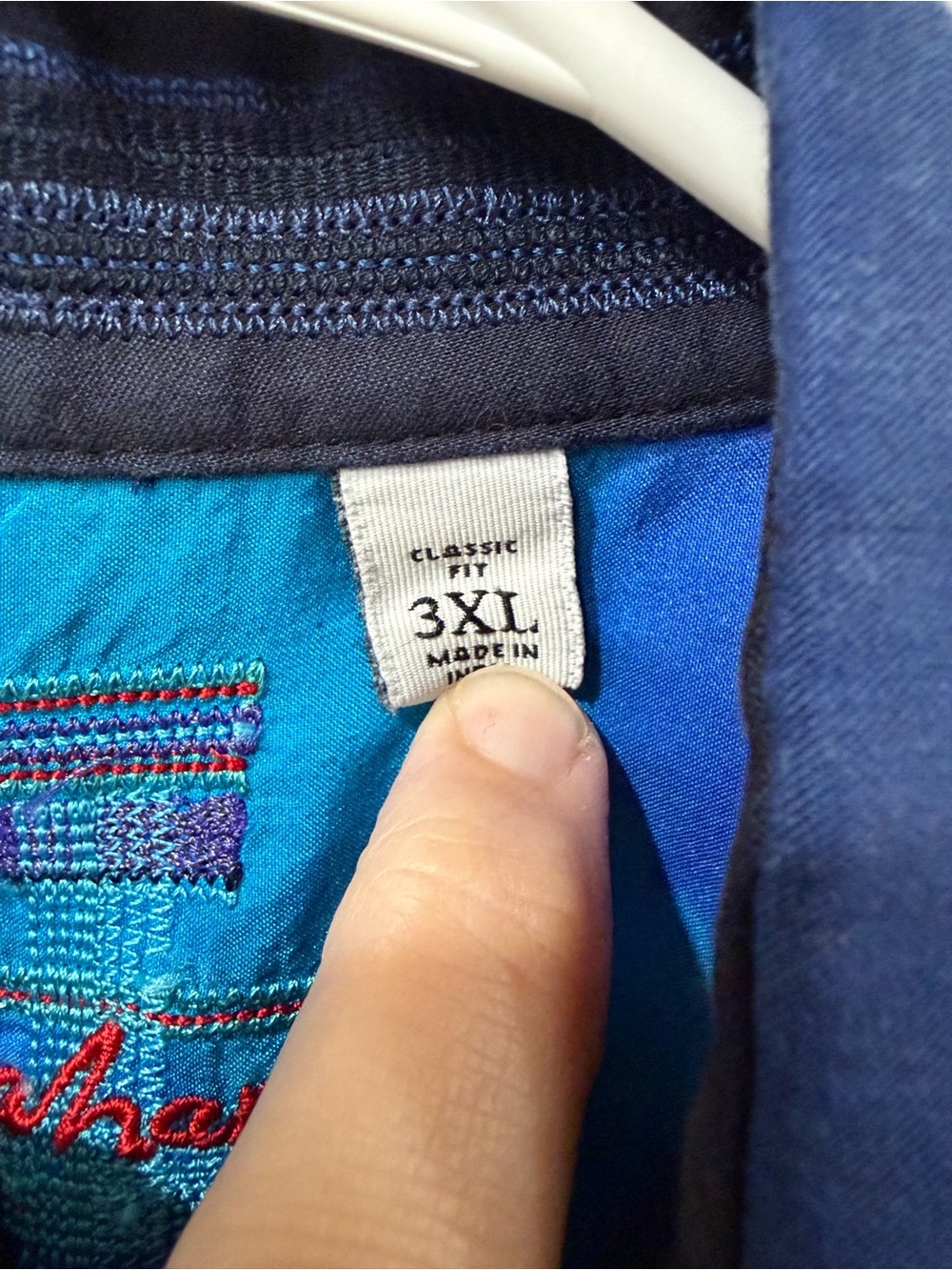 EUC Robert Graham Blue Long-Sleeve Button-Front Embroidered Patterned Shirt - Picture 3 of 7